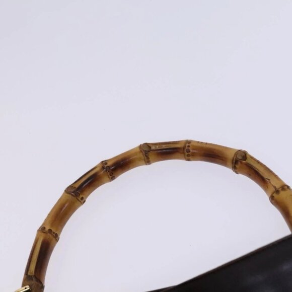 GUCCI Bamboo Hand Bag Leather 2way Brown Gold - Picture 8 of 15